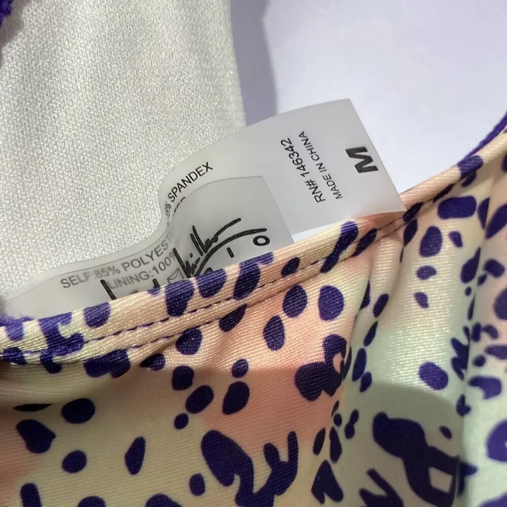 Nicole Miller Studio Iris Cheetah Print Racerback One Piece Swimsuit NMOP-114‎ M